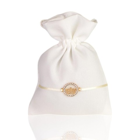 SACCHETTO PANNA PENDAGLIO METALLO CORONA 10X13